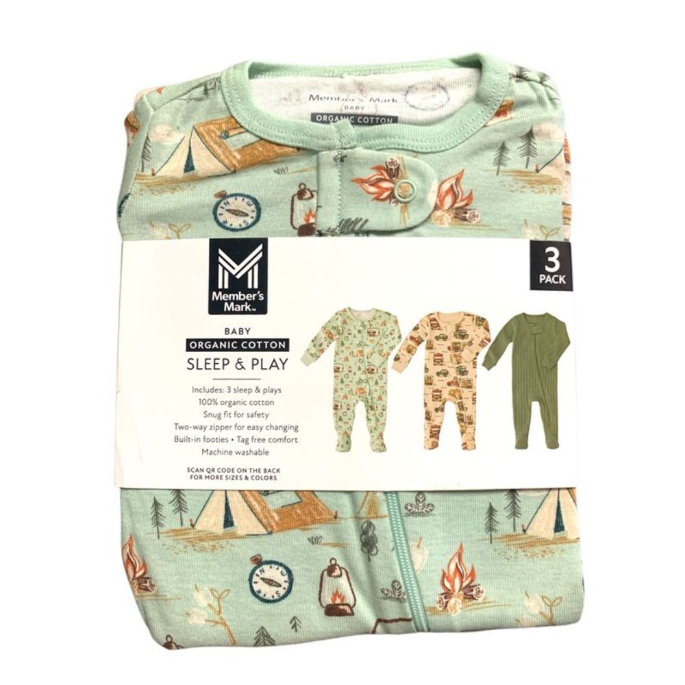 Outdoors - Member's Mark Organic Cotton Sleep and Play 3 Pack, Snug Fit with Foo